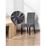 Kadife Sandalye Kılıfı – Esnek, Yıkanabilir, Kaymaz, Şık Tasarım – Modern Dekoratif Sandalye Örtüsü - 35 x 56 cm - Antrasit