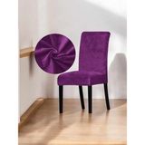 Kadife Sandalye Kılıfı – Esnek, Yıkanabilir, Kaymaz, Şık Tasarım – Modern Dekoratif Sandalye Örtüsü - 35 x 56 cm - Mor