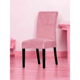Kadife Sandalye Kılıfı – Esnek, Yıkanabilir, Kaymaz, Şık Tasarım – Modern Dekoratif Sandalye Örtüsü - 35 x 56 cm - Pembe