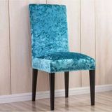 Kadife Sandalye Kılıfı,sandalye Örtüsü, Lastıkli, Standart 1 Adet Kadife Sandalye Kılıfı - 35 x 55 cm - Mavi