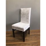 Kadife Sandalye Kılıfı,sandalye Örtüsü, Lastıkli, Standart 6lı Adet Kadife Sandalye Kılıfı - 35 x 55 cm - Naturel