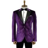 Kadife Slim Fit Tek Düğmeli Mor Erkek Balo Ceket - Wessi