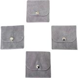 Kadife (Süet) Zarf Kese Gri 50 Adet 7x7 cm Boy Takı, Altın Kesesi (Çıtçıtlı) - 7 x 7 cm