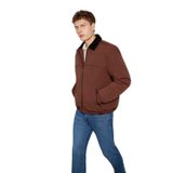 Kadife Yaka Detaylı Kahverengi Ceket Oversize/Geniş Kesim 0110778-91341