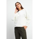 Kadın 0 Yaka Pike Sweatshirt - Fildişi FİLDİŞİ