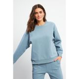Kadın 0 Yaka Pike Sweatshirt - Gök Mavisi GÖK MAVİSİ