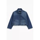 Kadın %100 Pamuk Mavi Crop Jean Ceket