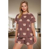 Kadın %100 Pamuklu Regular Kalıp Ayıcıklı Pijama Takımı Özenle Seçilmiş Trend Tasarım