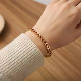 Kadın 14K Kaplama Gold Kırmızı Taşlı Çelik Lastik Bileklik