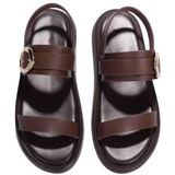 Kadın 2 cm Topuklu Yazlık Rahat Sandalet, Tokalı Çift Bantlı Günlük Kullanım Şık Hafif Tabanlı Casual Sandalet (Acı Kahve, EU Ayakkabı Beden Sistemi, Yetişkin, Kadın, Sayısal, Geniş, 39)