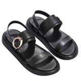 Kadın 2 cm Topuklu Yazlık Rahat Sandalet, Tokalı Çift Bantlı Günlük Kullanım Şık Hafif Tabanlı Casual Sandalet (Siyah, EU Ayakkabı Beden Sistemi, Yetişkin, Kadın, Sayısal, Geniş, 36)