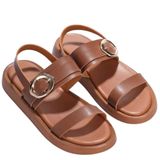 Kadın 2 cm Topuklu Yazlık Rahat Sandalet, Tokalı Çift Bantlı Günlük Kullanım Şık Hafif Tabanlı Casual Sandalet (Taba, EU Ayakkabı Beden Sistemi, Yetişkin, Kadın, Sayısal, Geniş, 39)