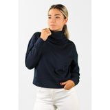 Kadın 2 İplik Degaje Yaka Sweatshirt Lacivert