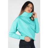 Kadın 2 İplik Degaje Yaka Sweatshirt Turkuaz