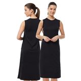 Kadın 2 li Set Kolsuz Uzun Elbise Astarı Modal Kombinezon 2M1049 (Siyah, S)