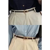 Kadın 2'li Gold Oval Tokalı Ince Pantolon, Gömlek, Ceket, Elbise, Kazak Kemeri - 105 cm - Çok Renkli