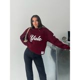 Kadın 3 Iplik Bisiklet Yaka Sweatshirt - Bordo - XL