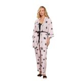 Kadın 3 Lü Desenli Sabahlık & Pijama Takımı 2C3T5N22 Pembe 36