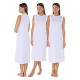 Kadın 3 lü Set Kolsuz Uzun Elbise Astarı Modal Kombinezon 3M1049 (Beyaz, L)