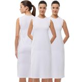 Kadın 3 lü Set Kolsuz Uzun Elbise Astarı Modal Kombinezon 3M1049 (Beyaz, M)