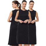Kadın 3 lü Set Kolsuz Uzun Elbise Astarı Modal Kombinezon 3M1049 (Siyah, M)