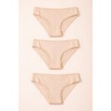 Kadın 3'lü Dantelli Basic Slip Külot Ten