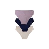 Kadın 3'lü Dikişsiz Lazer Kesim Iz Yapmaz Micro Kumaş Likralı Bikini Slip Külot NEFES ALAN KUMAŞ KAYMAZ Bej Siyah Vizon L