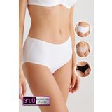 Kadin 3'lü Ekonomik Paket Siyah-beyaz-ten 2033 Maxi Cut Pamuklu Basic Külot