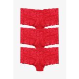 Kadın 3'lü Fantazi Dantelli Şort Boxer Külot (FARKLI DANTEL SEÇENEKLERİ) Kırmızı S/M