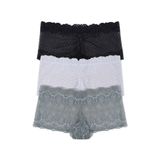Kadın 3'lü Fantazi Dantelli Şort Boxer Külot (FARKLI DANTEL SEÇENEKLERİ) siyahekrucagla L/XL