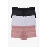 Kadın 3'lü Fantazi Dantelli Şort Boxer Külot (FARKLI DANTEL SEÇENEKLERİ) siyahekruyavruagzı L/XL