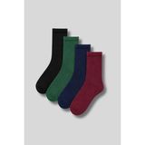 Kadın 4'lü Paket Pamuk Spor-Tenis Çorap - Siyah - Yeşil - Lacivert - Fuşya