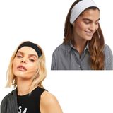 Kadın 4'lü Pamuklu Terletmez Esnek Bandana - Saç Bandı Siyah - Beyaz 2'şer Adet Siyah Tek Ebat