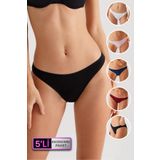Kadin 5'li Ekonomik Paket Siyah-lacivert-bordo-pudra-ekru 2055 Basic Brief Pamuklu Külot
