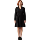 Kadın A line Polo Yaka Örme Büyük Beden Uzun Kollu Mini Elbise Şık ve Konforlu Günlük Kullanım İçin-Siyah-4XL