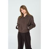 Kadın Açık Kahve Apoletli Gabardin Ceket - Regular Fit - S