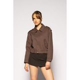 Kadın Açık Kahve Apoletli Gabardin Ceket - Regular Fit - S