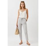 Kadın Alian Beli Lastikli Çizgili Summer Gabardin Pantolon - Mavi Çizgili MAVİ ÇİZGİLİ