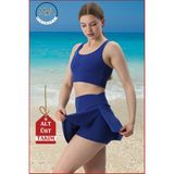 Kadın Alt-Üst Takım Şort & Crop Denizde Havuzda Sporda Casual / Günlük Kullanım Mavi TK3107 - Saks - Mavi - XS