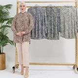 Kadın Anne Tesettür Büyük Beden Günlük Desenli Likralı Esnek Bürümcük Gömlek Bluz