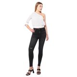 Kadın Antrasit Dizi Yırtık Süper Skinny Fit Jean Pantolon ANTRASİT 27