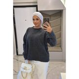 Kadın Antrasit Yumoş Basıc Kazak - Standart