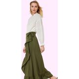 Kadın Anvelop Etek Maxi Boy Sarong Kesim Rahat Yazlık Giyim Günlük Kullanım Modern Tasarım - Koyu Haki - 36
