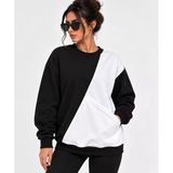 Kadın Asimetrik Blok Kanguru Cep Sweatshirt