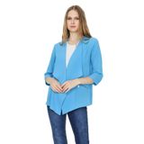 Kadın Asimetrik Kesim İnce Ceket Blue Mavi 40