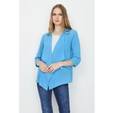 Kadın Asimetrik Kesim İnce Ceket Blue Mavi 44
