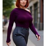Kadın Asimetrik Yaka Büzgülü Sandy Dokuma Polyester Bluz Günlük Kullanıma Uygun Uzun Kollu