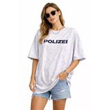 Kadın Asit Yıkamalı Oversize Tişört Ön Ve Arkası Baskılı %100 Pamuk Street Style T-Shirt - Beyaz
