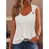 Kadın Askılı V Yaka Kuş Gözü Detaylı Viskon Bluz - 2XL-3XL - Beyaz