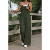 Kadın Askılı Yandan Fermuarlı Geniş Paçalı Valencia Tulum - 2XL-3XL - Yeşil